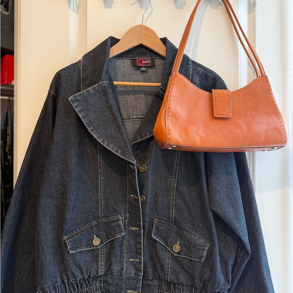 Bundle ** Vintage Denim Jacket + Fossil Tan Leather Handbag